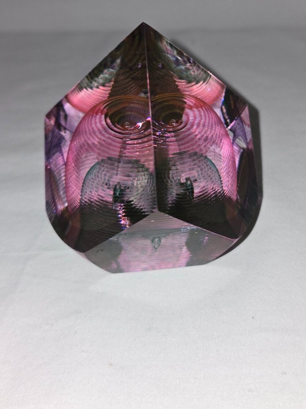 Kit Karbler & Michael David Signed Faceted Paperweight Art Glass Optic Geometric - Picture 4 of 16